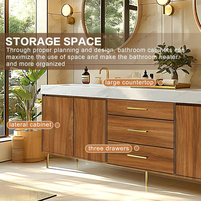 68” - 96” Retro Log Bathroom Vanity Includes Symmetrical Cabinet