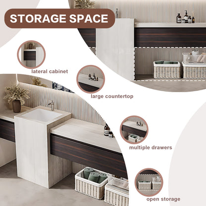 56"-80" Modern stylish bath vanity big smart mirror solid wood waterproof material