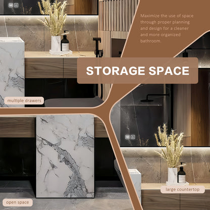 52"- 72" Freestanding Single Sink With Smart Led Mirror