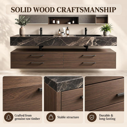 52''-110'' Luxury Bathroom Vanity with Double Sink Includes 4 Spacious Drawers