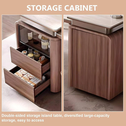 71” Light Luxury Kitchen Island Includes Wood Grain Design (No Chair)