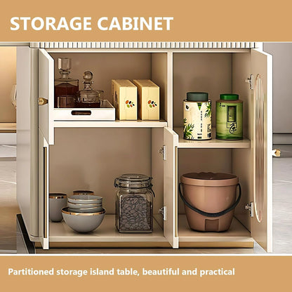 80.70” Beautiful Spacious Kitchen Island with Extendable Dining Table (No Chair)