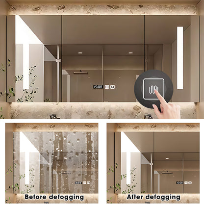 52"- 78" Double Basin Bathroom Vanity Set with 4 Drawers & Open Storage & LED Defogging Mirror Cabinet
