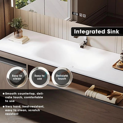 40” - 64” Unique Simple Bathroom Vanity with Semi-Hollow Storage Rack