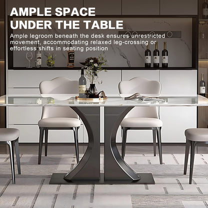 55'' White Dining Table with Unique Texture Design