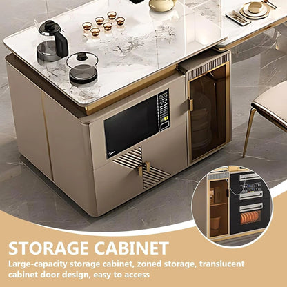 91” - 98” Beige Exquisite Kitchen Island Includes Unique Texture Design (No Chair)