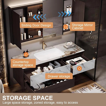 40” - 72” Luxury Bathroom Vanity with Smart Defogging Mirror & Ambient Light Strip