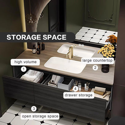 48” - 78” Unique Exquisite Bathroom Vanity Includes Irregular Shape Mirror