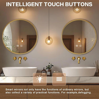 60” - 84” Minimalist Cozy Bathroom Vanity Includes Round Mirrors & Log Style Cabinet