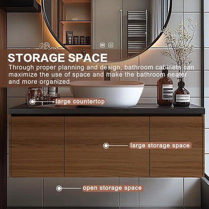 60” - 64” Light Luxury Bathroom Vanity Includes Above Counter Sink & Hidden Handle Design