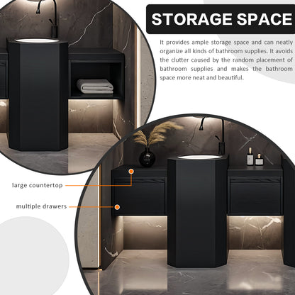 72"- 100" Bathroom Vanity With Oval Smart Mirror  and Double Sink