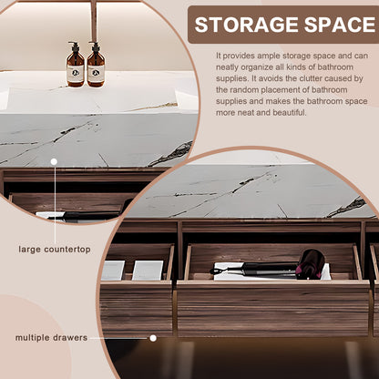 40"-78" Bath vanity with slate countertop smart mirror ceramic basin