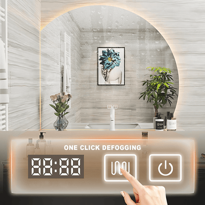 36"- 48" Wall Mounted Bathroom Vanity with Single Sink and Round Smart LED Mirror