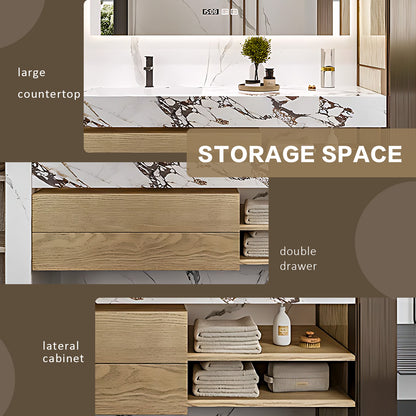 40"- 64" Wall Mounted And Single Ceramic Basin  with Smart Mirror