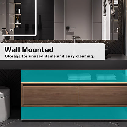 52"- 78" Wall Mounted Black Single Basin and Sink Open Shelving With Intelligent Mirror