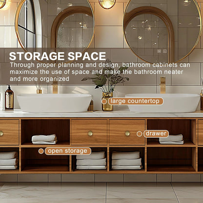 72” - 96” Practical Cozy Bathroom Vanity Includes Above Counter Sink & Round Mirror