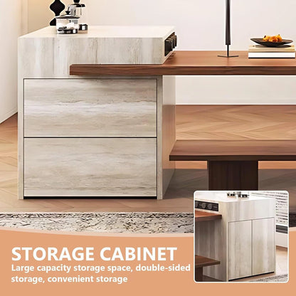 87” - 102” Modern Art Kitchen Island Includes Integrated Design (No Chair)