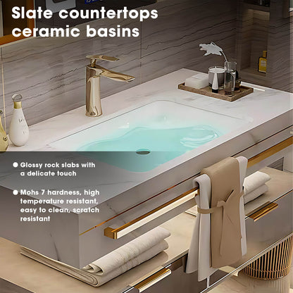 36"- 78" Bathroom Vanity with Glass Door Mirror Cabinet and Sink