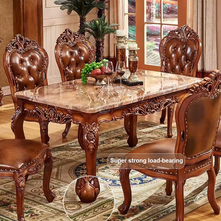51''-71'' Modern Dining Table with Textured Marble Countertop(No Chairs)