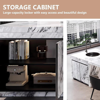 78” - 94” Beautiful Practical Kitchen Island Includes Lifting Socket (No Chair)