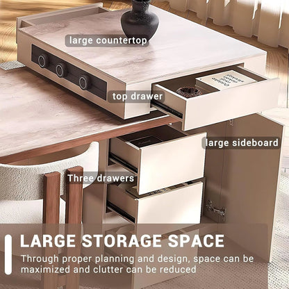 98” - 106” Exquisite Kitchen Island Includes Solid Wood Wind Round Bead Shaped Table Legs (No Chair)