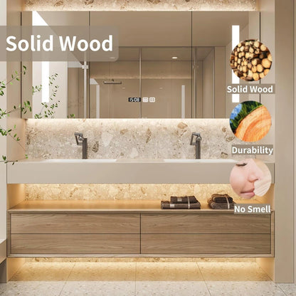 60” - 76” Modern Exquisite Bathroom Vanity Includes Log Cabinet & Modular Combination Design