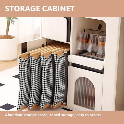 91” French Exquisite Kitchen Island Includes Open Shelf & Glass Door (No Chair)