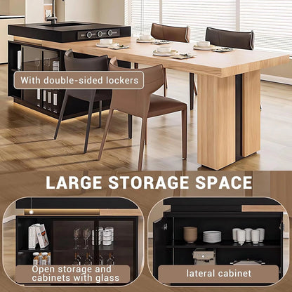 94” - 102” Solid Wood Kitchen Island Includes Visualization and Open Storage (No Chair)