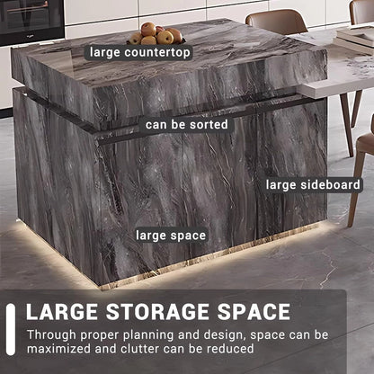 87” - 98” Sophisticated Texture Kitchen Island Includes Gray Stripe Pattern Design (No Chair)