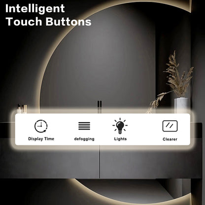 40"- 60" Wall Mounted With Single Sink and Faucet Round Mirror