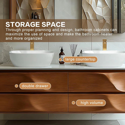 60” - 78” Modern Fashion Bathroom Vanity Includes Wave Texture Design & Thoughtful Details