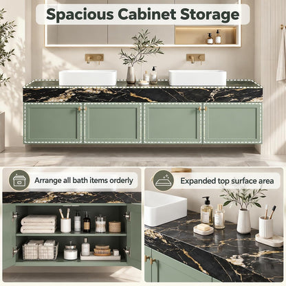 60''-110'' Floating Bathroom Vanity with Sink Includes Sage Green Shaker Front