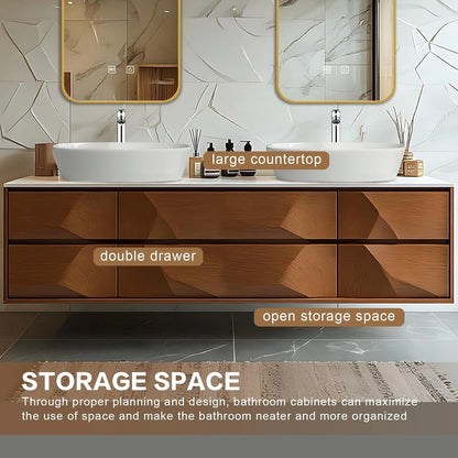 60” - 78” Modern Art Bathroom Vanity Includes Unique Surface Design