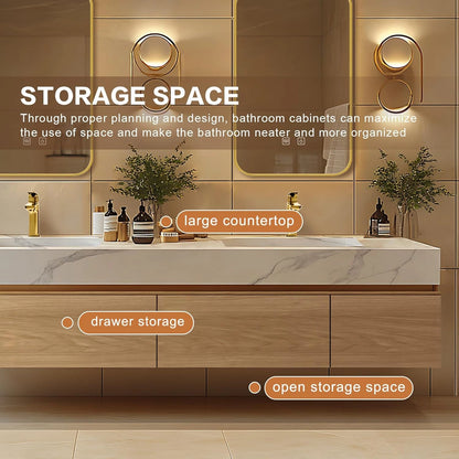 64” - 96” Modern French Bathroom Vanity Includes Integrated Sink