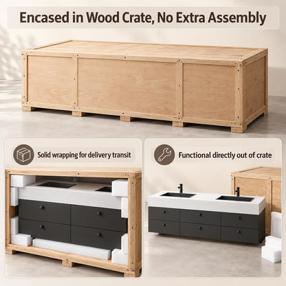 70''-110'' Modern Floating Bathroom Vanity with Double Sink Includes 10 Drawers& Minimalist Design