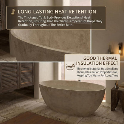 59''-67'' Freestanding Bathtubs with Natural Beige Finish & Oval Silhouette