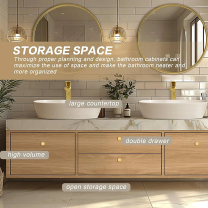60” - 96” Simple Exquisite Bathroom Vanity Includes Large Capacity Storage Cabinet
