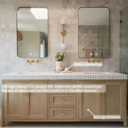 60” - 78” Rustic Log Bathroom Vanity with Large Storage Space & Exquisite Cabinet