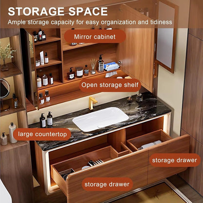 40" - 64" New Chinese Bathroom Vanity Includes Brown Solid Wood Cabinet