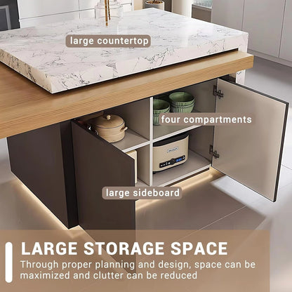 86” - 102” Simple Modern Kitchen Island Includes T-Shaped Transparent Table Legs (No Chair)