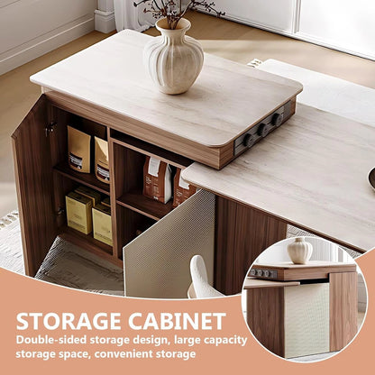 79” - 94” Diagonal Striped Kitchen Island Includes Cylindrical Base (No Chair)