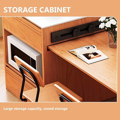 75” - 81” Unique Log Kitchen Island Includes Shaped Table Leg Design (No Chair)