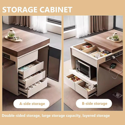 78” - 80” Medieval Log Kitchen Island with Storage Includes Sliding Rail Socket (No Chair)
