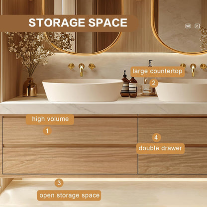72'' Floating Bathroom Vanity with Sinks Set Includes Exquisite Style