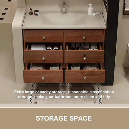 40” - 64” Spacious Bathroom Vanity Includes Circle LED Defogging Mirror