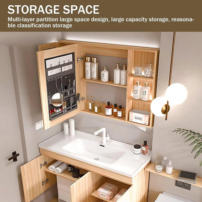 40” - 64” Minimalist Bathroom Vanity Includes Triple Drawers