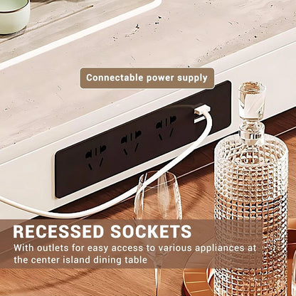 81” White Kitchen Island Includes Solid Wood Tabletop and Slate Countertop (No Chair)