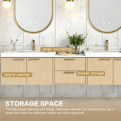 60” - 84” Simple Log Bathroom Vanity Includes Drawer Combination Cabinet