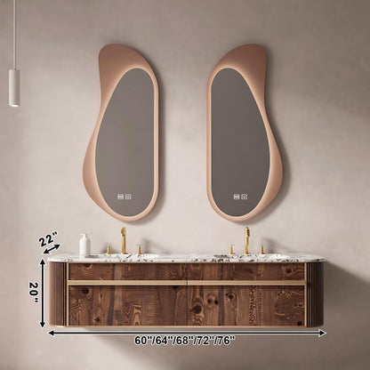 60”-84” 2-Pack Irregular LED Bathroom Mirror, Wall Mounted Lighted Mirror with Anti-Fog & Dimmable for Vanity, Rose Gold Frame