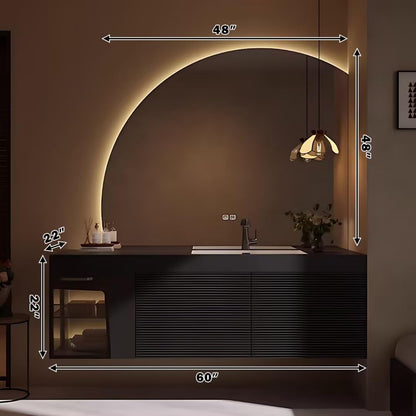 40"-64"Modern Wabi-Sabi Bathroom Vanity with Integrated Sink & Ambient LED Lighting
